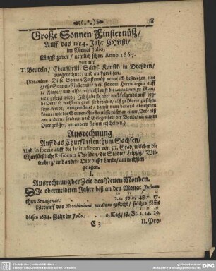 Große Sonnen=Finsternüß / Auff das 1684. Jahr Christi /
