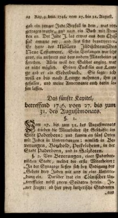 Das fünfte Kapitel, betreffend 1746. vom 27. bis zum 31. des Augustmonats