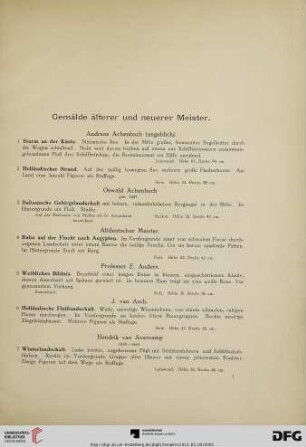 Gemälde älterer und neuerer Meister (Nr. 1-365)