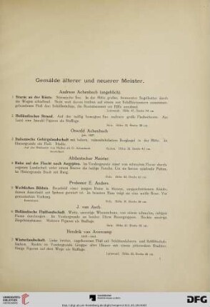 Gemälde älterer und neuerer Meister (Nr. 1-365)