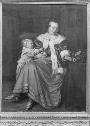 Mutter mit Kind und Weinglas