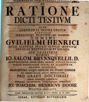 Diss. inaug. iur. de ratione dicti testium