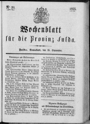 Nr. 39, Ausgabe vom 29. September 1855