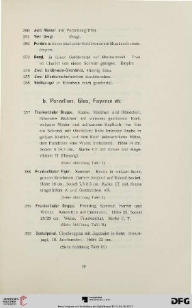 b. Porzellan, Glas, Fayence etc. (Nr. 257-314)