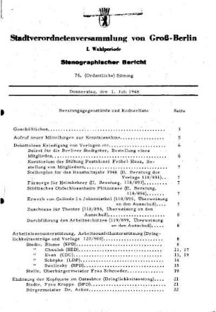Nr. 76, 1. Juli 1948, Ordentliche Sitzung