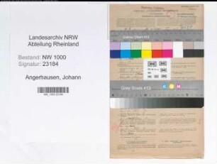 Entnazifizierung Johann Angerhausen, geb. 20.06.1894 (Kaufmaennischer Angestellter)