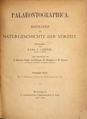 Palaeontographica : Beiträge zur Naturgeschichte d. Vorzeit, 40. 1893/94