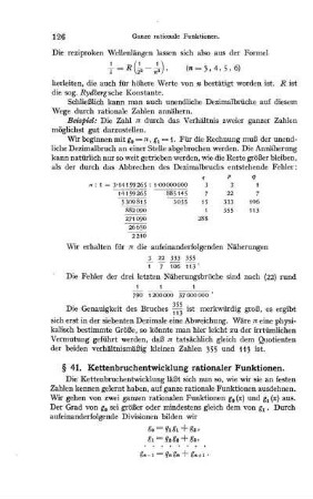 § 41. Kettenbruchentwicklung rationaler Funktionen.