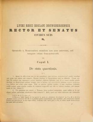 Quomodo s. Bonaventura mundum non esse aeternum, sed tempore ortum demonstraverit