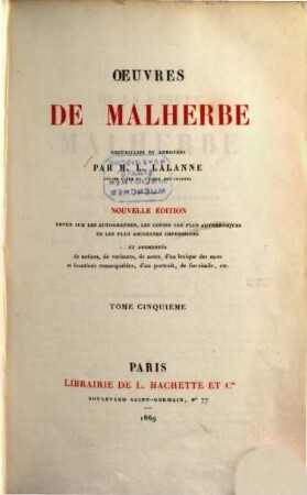 Oeuvres de Malherbe, 5