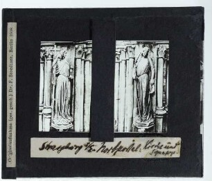 Straßburg, Münster,Ekklesiameister, Figur der Synagoge am Straßburger Münster,Ekklesiameister, Figur der Ekklesia am Straßburger Münster : Südportal, Ecclesia und Synagoge
