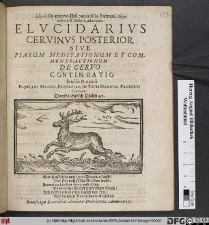 Elvcidarivs Cervinvs Posterior Sive Piarum Meditationum Et Commonefactionum De Cervo Continuatio