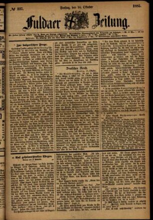 Ausgabe vom Freitag, den 16. Oktober 1885.