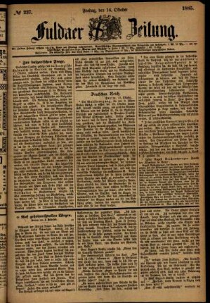 Ausgabe vom Freitag, den 16. Oktober 1885.
