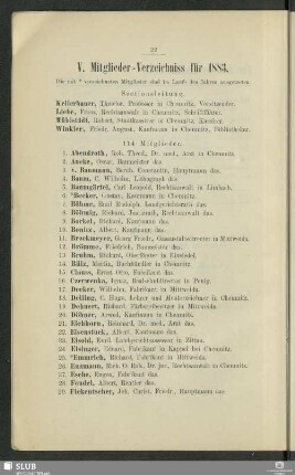 V. Mitglieder-Verzeichniss für 1883