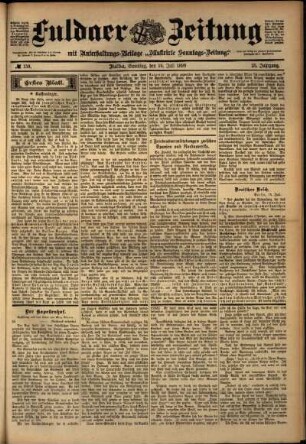 Erste Ausgabe vom Samstag, den 16. Juli 1898.
