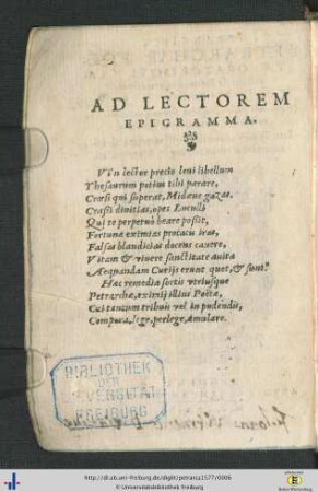 Ad Lectorem Epigramma.