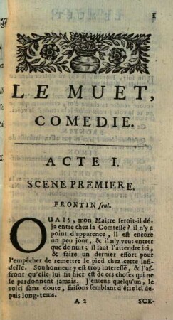 Les Oeuvres De Monsieur Palaprat. 1[,2], Le Muët : Comedie
