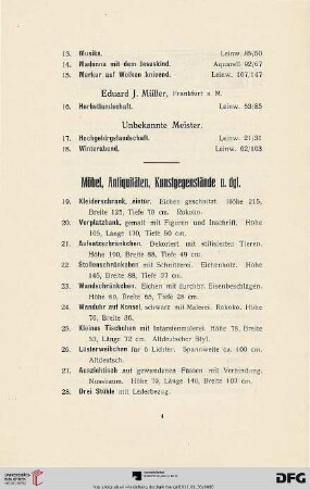 Möbel, Antiquitäten, Kunstgegenstände u. dgl. (Nr. 19-388)