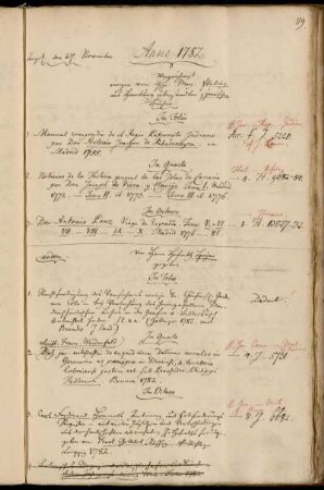 Verzeichniß einiger von Hhn. Mag. Ebeling aus Hamburg übersandten spanischen Bücher. - Von Herrn Hofrath Heyne gegeben.
