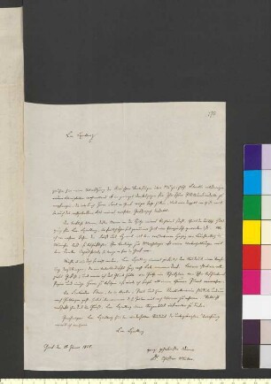 Brief von Müller, Christian an Goethe, Johann Wolfgang von