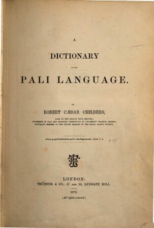 A dictionary of the Pali language