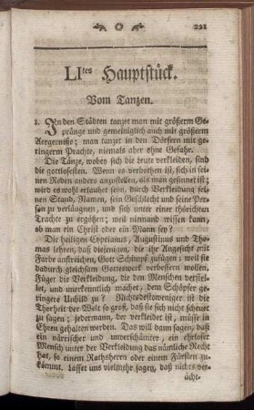 LItes Hauptstück. Vom Tanzen. - LXtes Hauptstück. Von der Verläumdung, dem Neide, und vermessenen Urtheile.