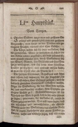 LItes Hauptstück. Vom Tanzen. - LXtes Hauptstück. Von der Verläumdung, dem Neide, und vermessenen Urtheile.