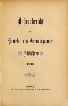 Jahresbericht der Handels- und Gewerbekammer für Mittelfranken. 1893