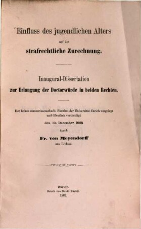 Einfluss des jugendlichen Alters auf die strafrechtliche Zurechnung