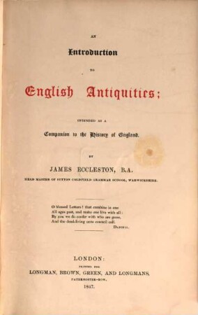 An introduction to English antiquities : intended as a companion to the history of England