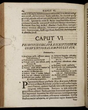 Caput VI. De Principis Circa Praescriptionem Conventionalem Potestate