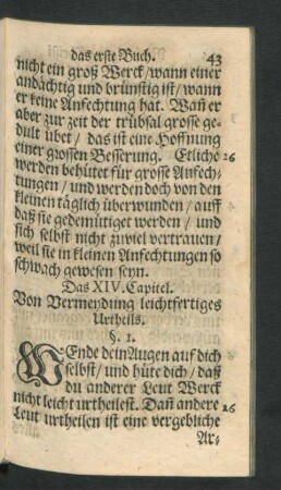 Das XIV. Capitel. Von Vermeydung leichtfertiges Urtheils.