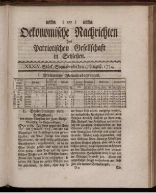 XXXIV. Stück. Sonnabends den 27 August. 1774.