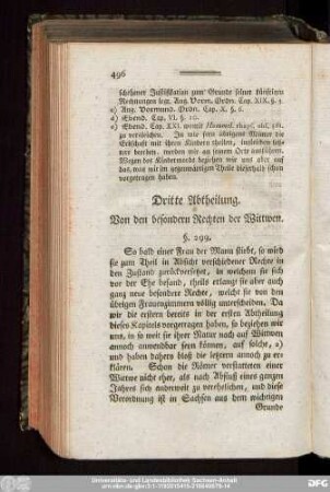 Dritte Abtheilung. Von den besondern Rechten der Wittwen.