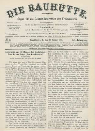 No. 3. Frankfurt a. M., den 16. Januar 1915. 58. Jahrgang.