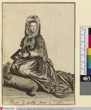 Femme de qualité êtant a L'Eglise