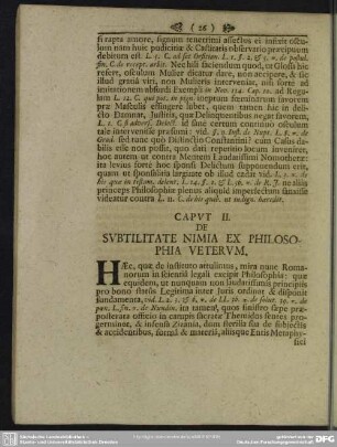 Caput II. De Subtilitate Nimia Ex Philosophia Veterum