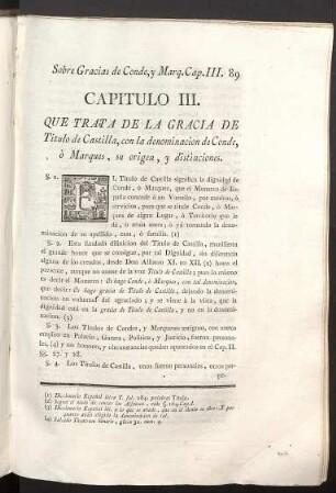Capitulo III. Sobre Gracias de Conde, y Marques
