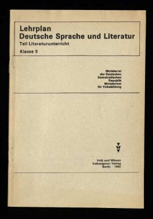 1983: Teil Literaturunterricht, Klasse 9