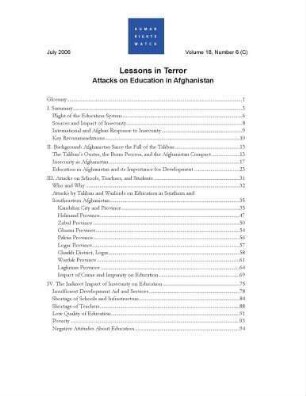 Lessons in terror : attacks on education in Afghanistan