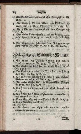 XXI. Herzogl. Sächsische Münzen.