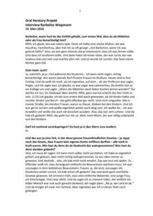 Transkript zum Video-Interview mit Barbelies Wiegmann (Oral Herstory-Projekt)