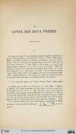 Le Conte des Deux Frères