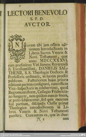 Lectori Benevolo S.P.D. Auctor