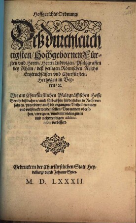 ChurFürstlicher Pfaltz Landt-Recht, [1]