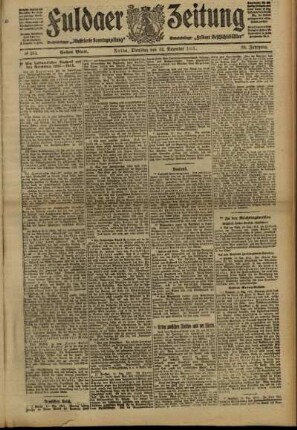 Erste Ausgabe vom Dienstag, den 12. Dezember 1911.