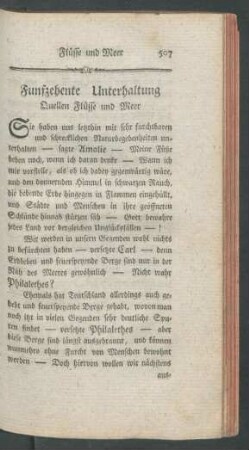 Funfzehente Unterhaltung: Quellen Fluesse und Meer