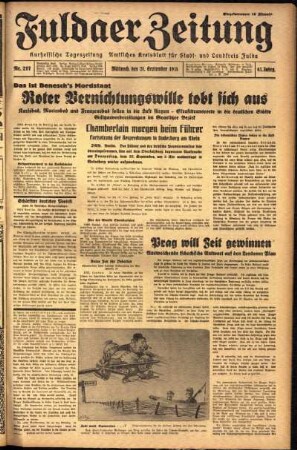 Ausgabe vom Mittwoch, den 21. September 1938.