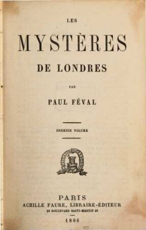 Les Mystères de Londres, I